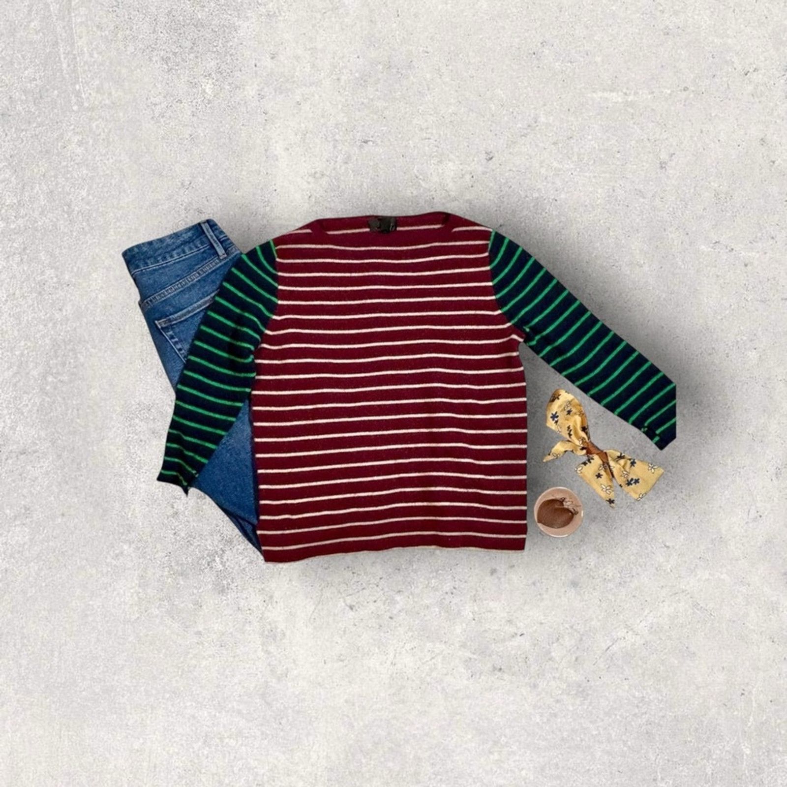 J.Crew J. Crew Red and Green Cowl Neck Sweater Size S / US 4 / IT 40 - 3 Thumbnail