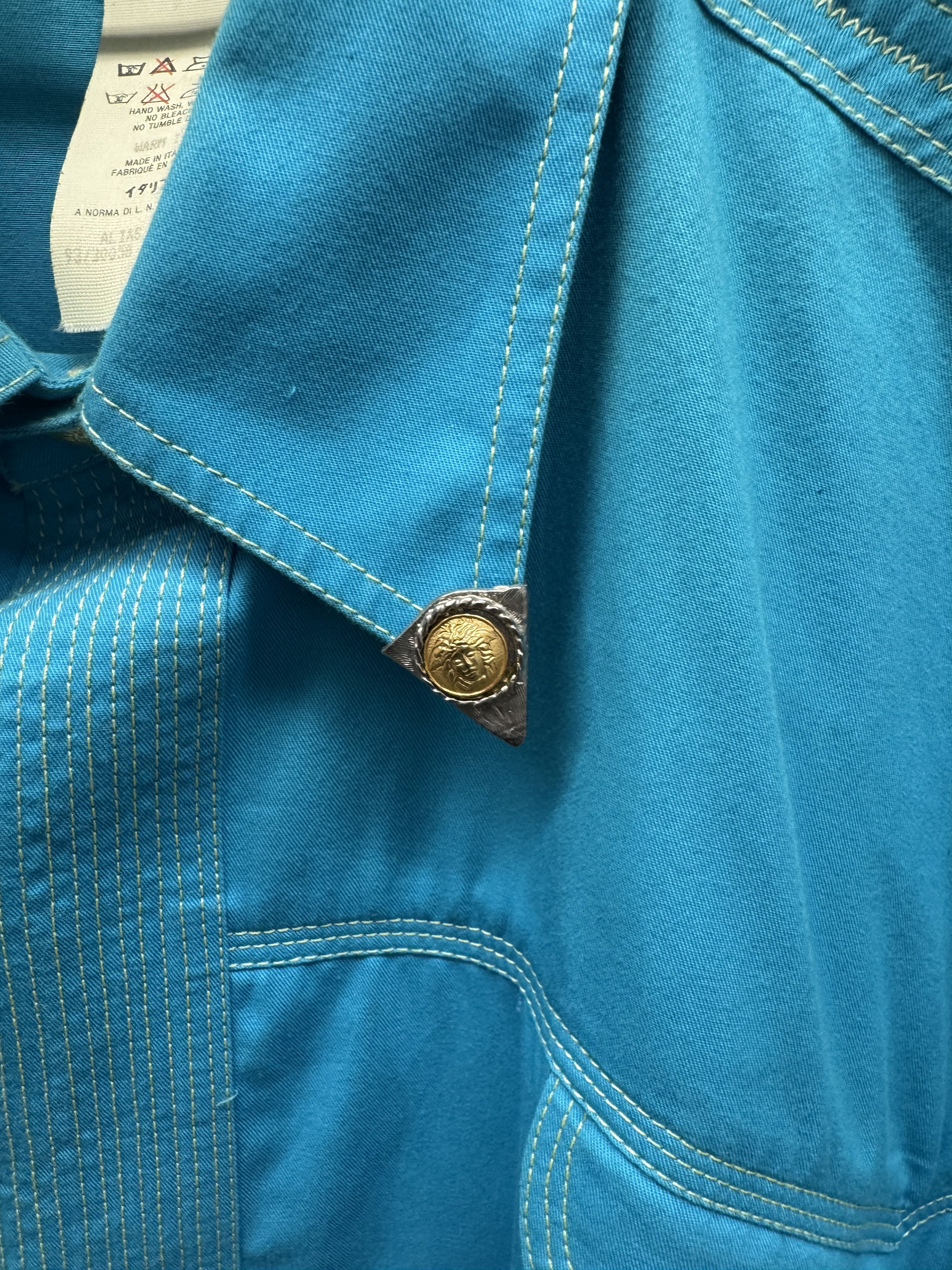Versace Vintage Gianni Versace Turquoise Western Shirt Medusa Size US M / EU 48-50 / 2 - 2 Thumbnail