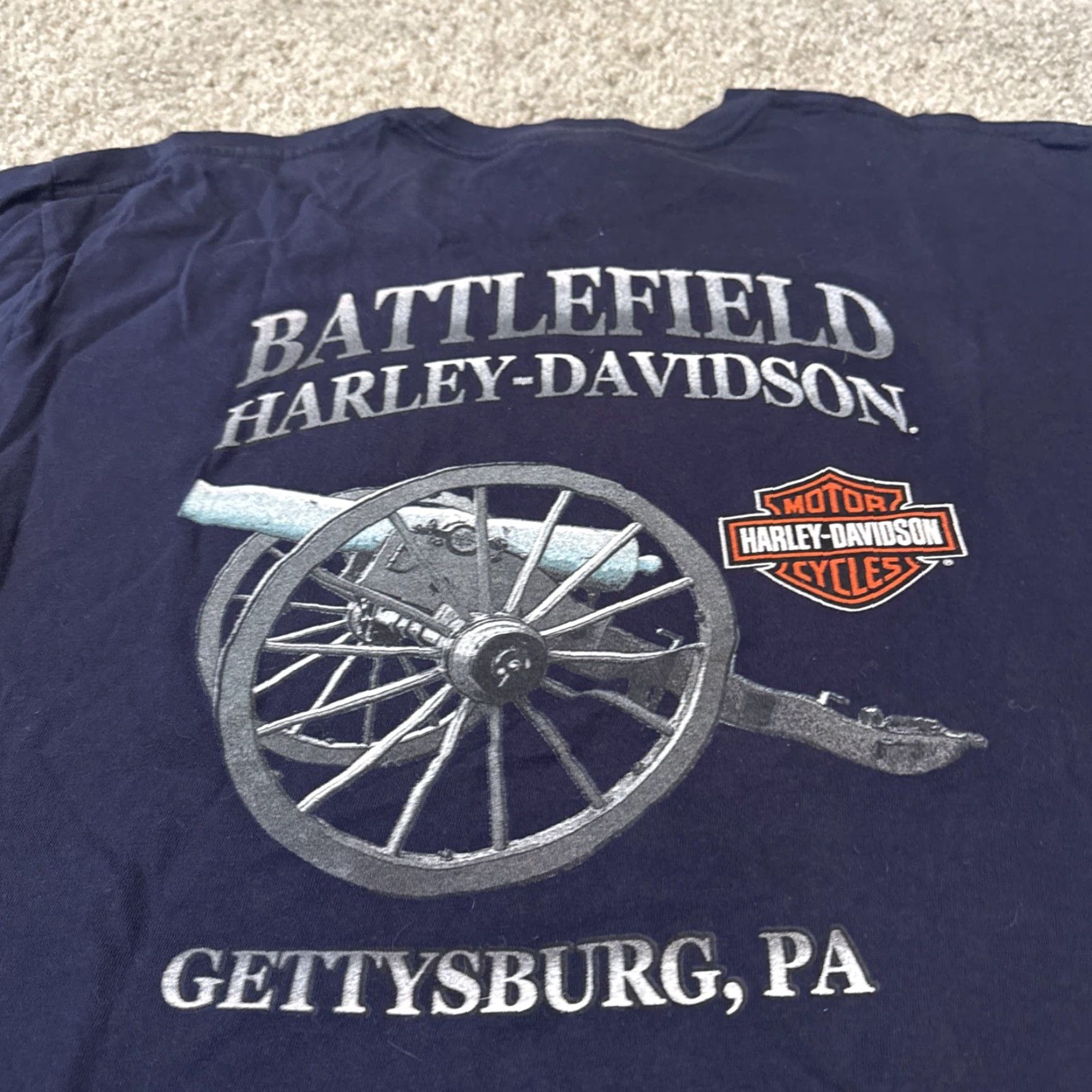 Harley Davidson Harley-Davidson Motorcycles Gettysburg Battlefield Biker Navy Blue T-Shirt XL Mens Size US XL / EU 56 / 4 - 3 Thumbnail