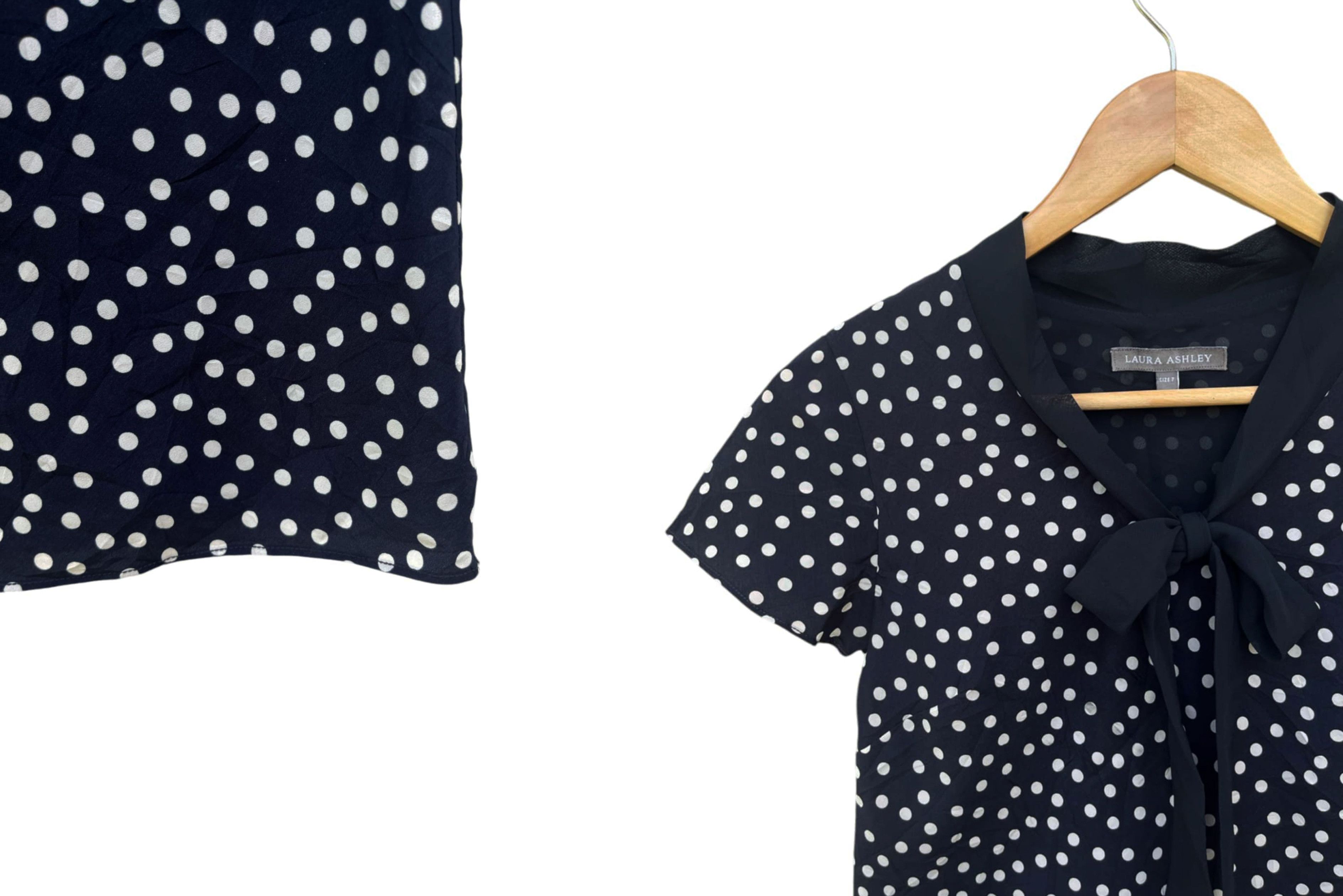 Laura Ashley LAURA ASHLEY pussy bow collar top, polka dot Ascot top Size M / US 6-8 / IT 42-44 - 3 Thumbnail
