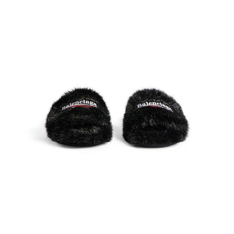 Balenciaga o1w1db10625 Furry Slide Sandals in Black Size US 9 / IT 39 - 4 Thumbnail