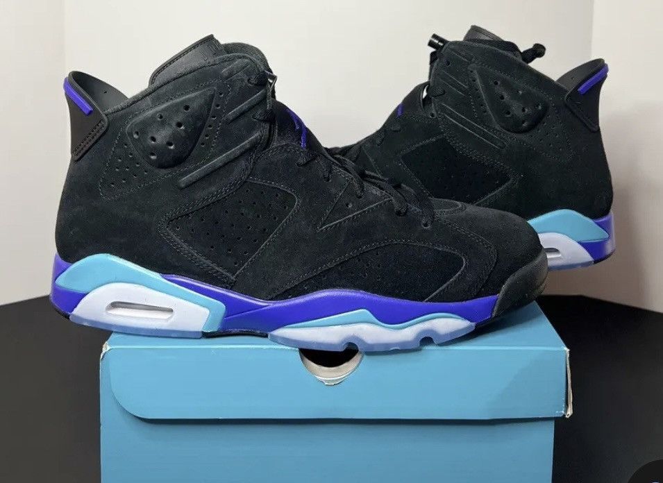 image of Jordan Brand 6 Black Aqua Shoes, Men's (Size 15)