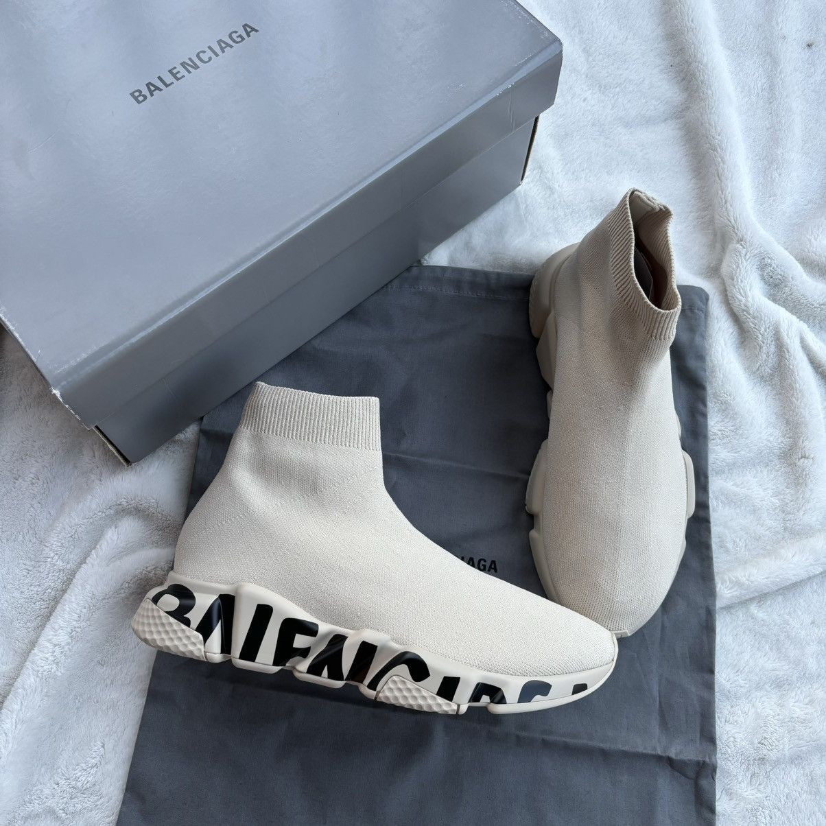 Balenciaga Balenciaga Sand/Black Grafiti Speed Runners Size US 10 / IT 40 - 1 Thumbnail