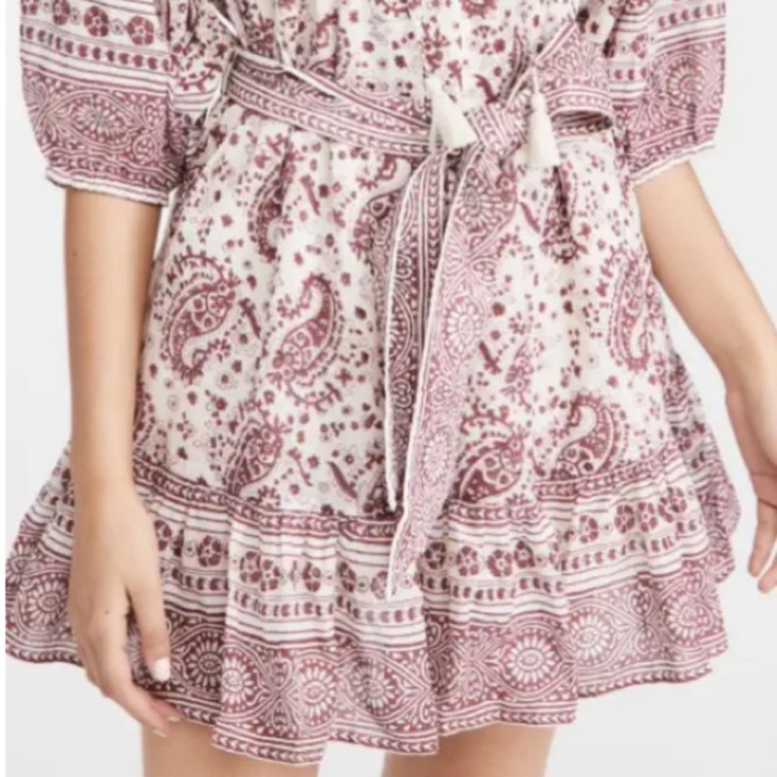 Cleobella EUC Cleobella $198 Mini Dress Burgundy Block Print sz SM Size S / US 4 / IT 40 - 7 Thumbnail
