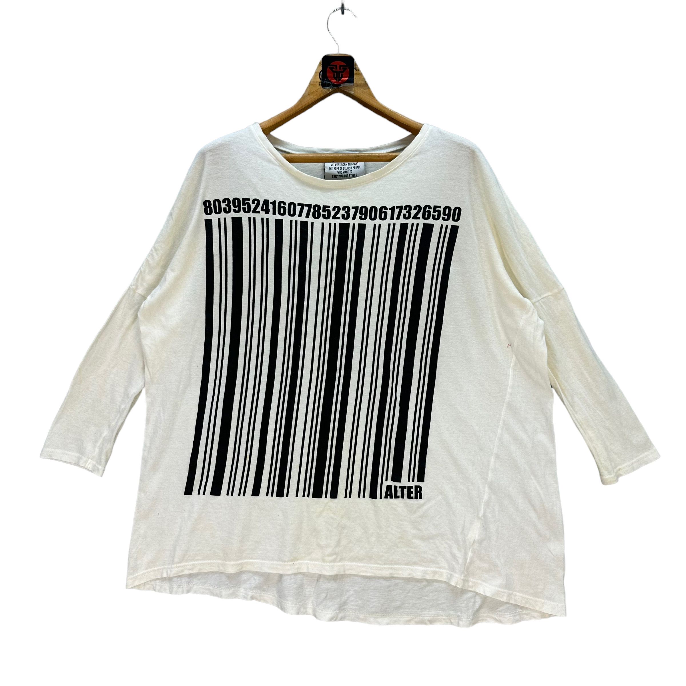 Japanese Brand VINTAGE UPC BARCODE OVERSIZED LONG SLEEVE TEES #7578-154 Size ONE SIZE - 1 Thumbnail