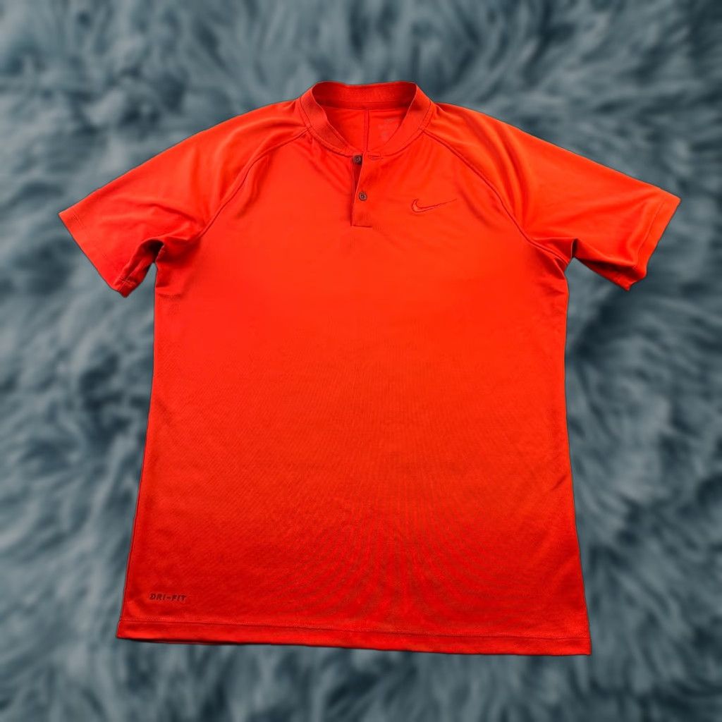 Nike Nike Polo Shirt Mens M Orange Band Collar Dri-Fit Vapor Breathable All Seasons Golf Short Sleeve Shirt Size US M / EU 48-50 / 2 - 1 Thumbnail