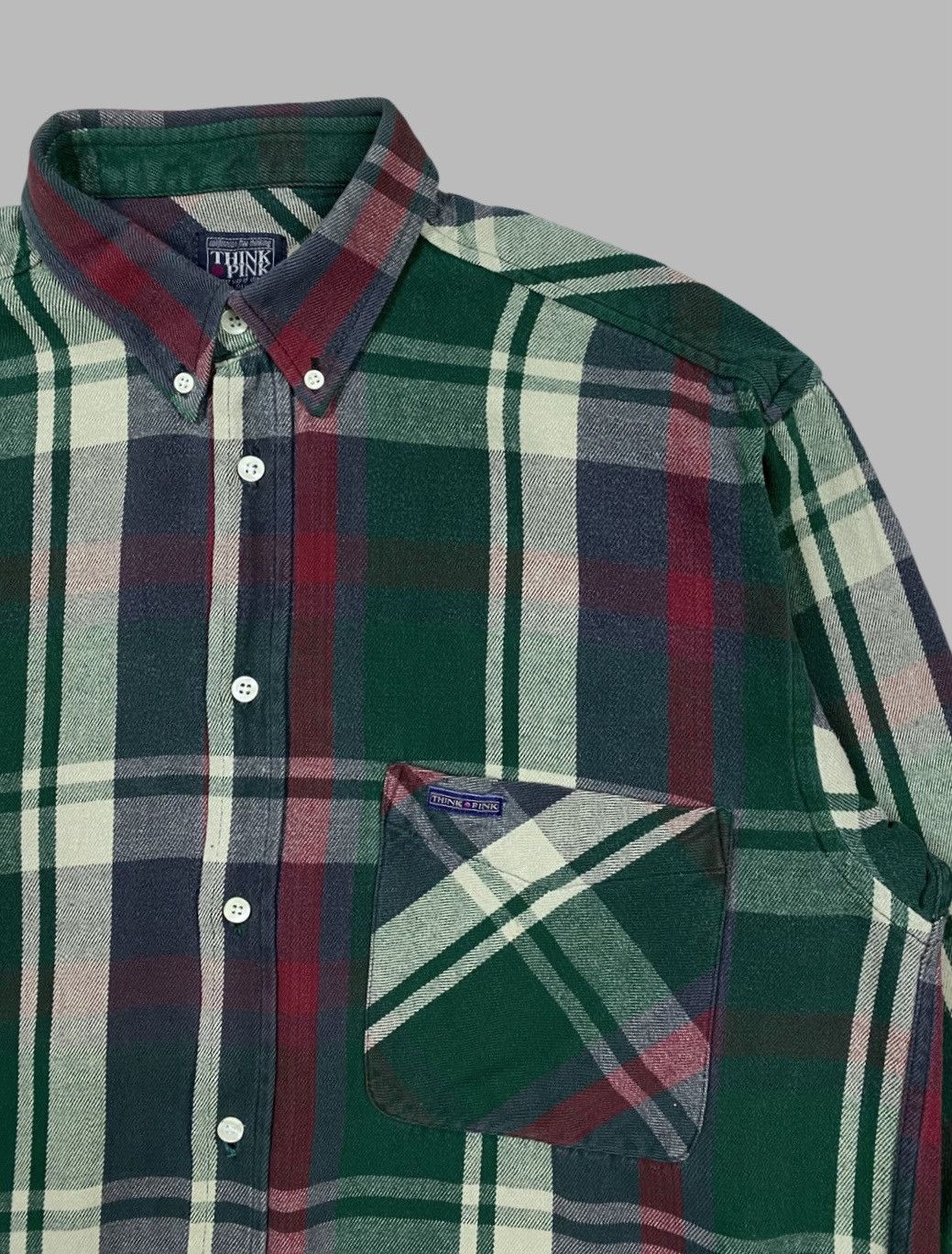 Other VNTG Think Pink Oversize Baggy Flannel Shirt Overshot Size US L / EU 52-54 / 3 - 10 Thumbnail