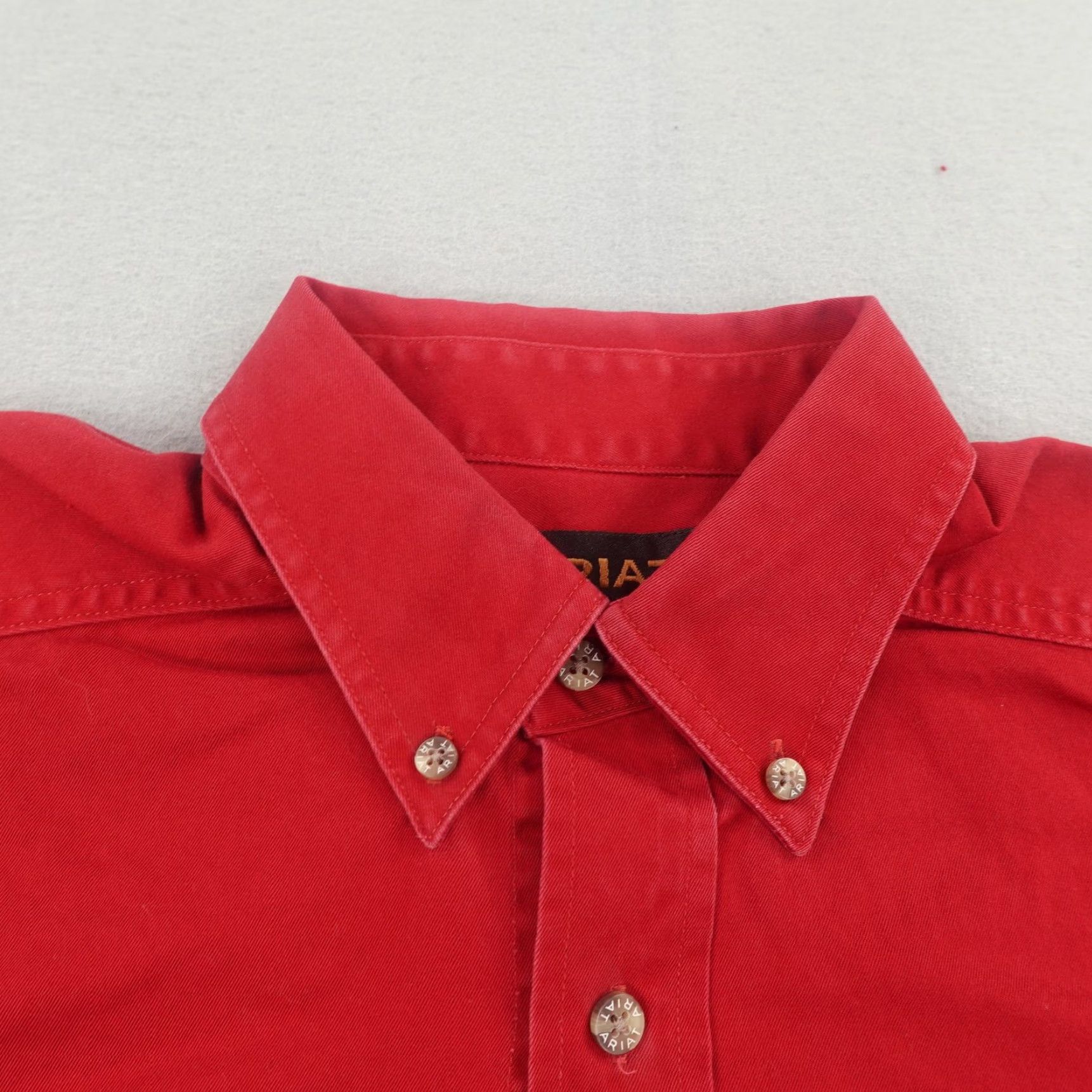 Ariat Ariat Men's Button Down Shirt XL Western Cowboy Rodeo Ranch Work Casual Cotton Long Sleeve Red Size US M / EU 48-50 / 2 - 2 Thumbnail