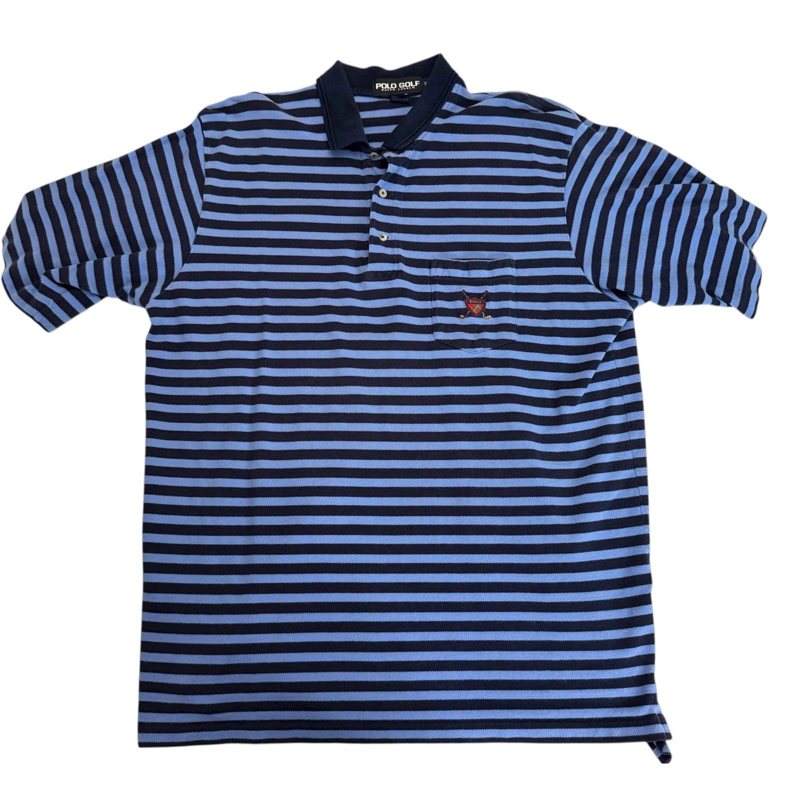 Polo Ralph Lauren Vintage Polo Golf Ralph Lauren XXL Striped Blue Shirt Crest Size US XXL / EU 58 / 5 - 8 Thumbnail