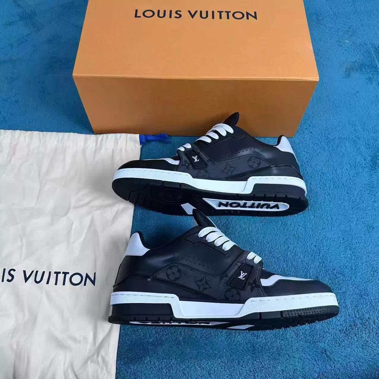 Louis Vuitton lv trainer new jacquard leather low-top black US8/42 Size US 9 / EU 42 - 3 Thumbnail