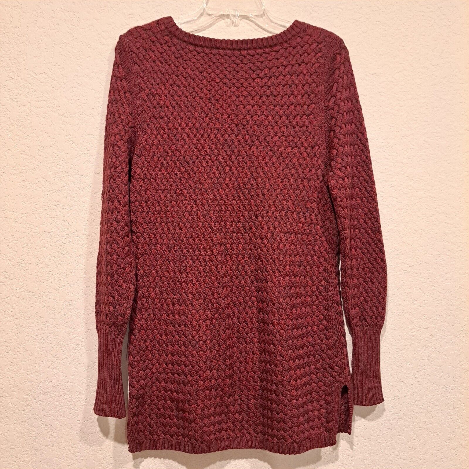 Athleta Athleta Chianti Cypress Basketweave Wool Sweater Burgundy S Size S / US 4 / IT 40 - 6 Thumbnail