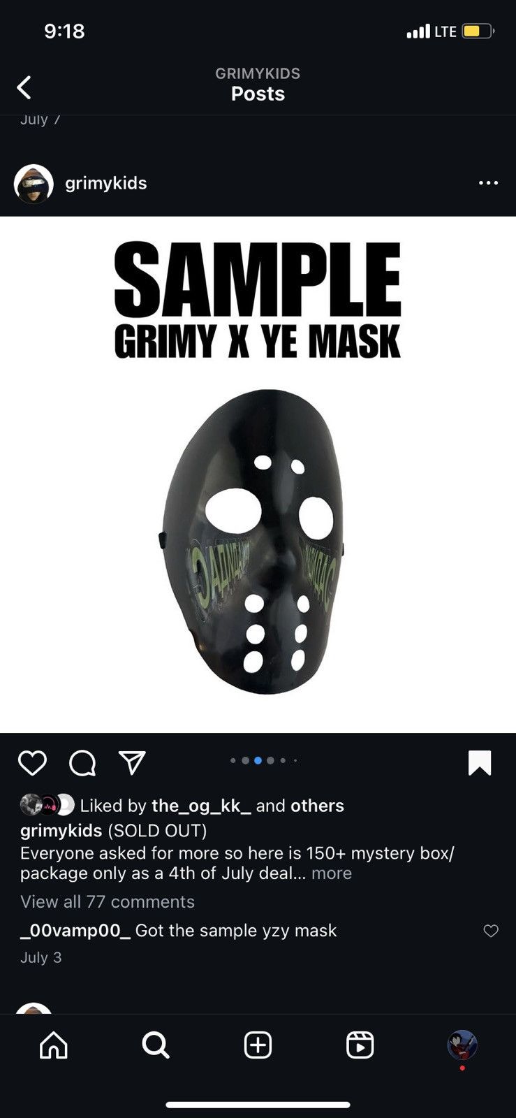 Kanye West Grimy Kids x Ye SAMPLE Mask Size ONE SIZE - 4 Thumbnail