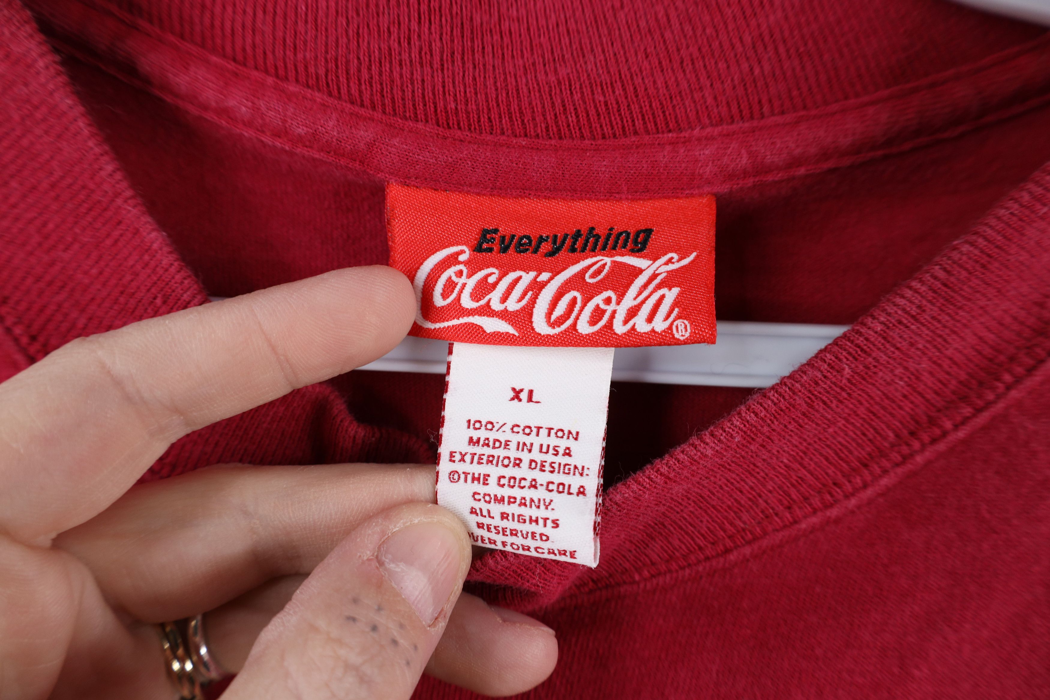 Coca Cola × Vintage Vintage 90s Coca Cola Spell Out Heavyweight T-Shirt Red USA Size US XL / EU 56 / 4 - 7 Thumbnail