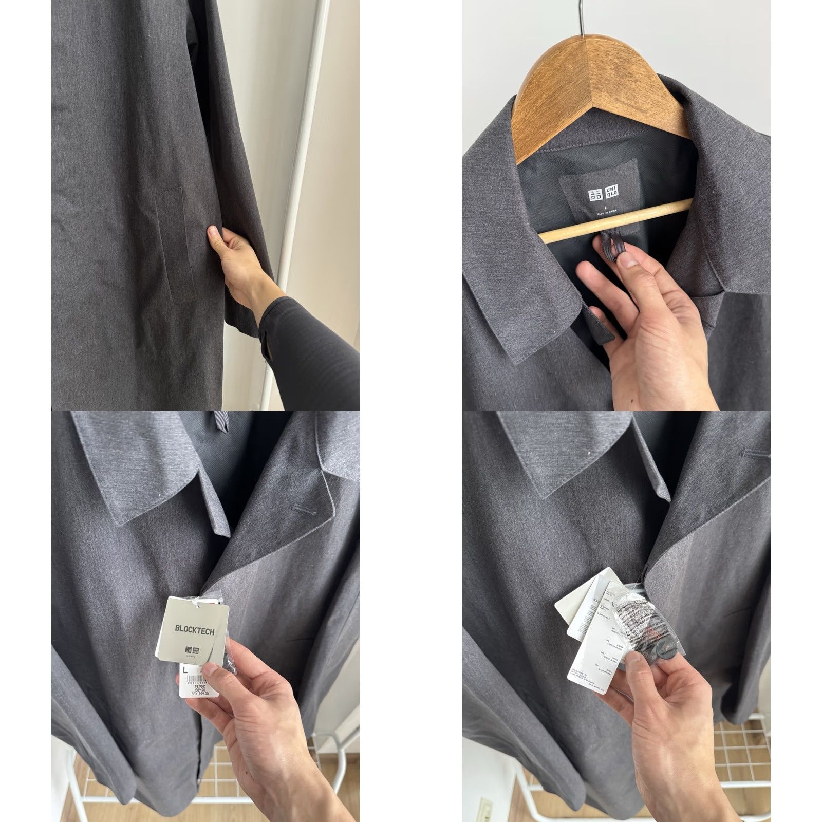Uniqlo VINTAGE Uniqlo Blocktech Rain Coat Trench Gray Jacket Mens Size L New Tags Size US L / EU 52-54 / 3 - 8 Thumbnail