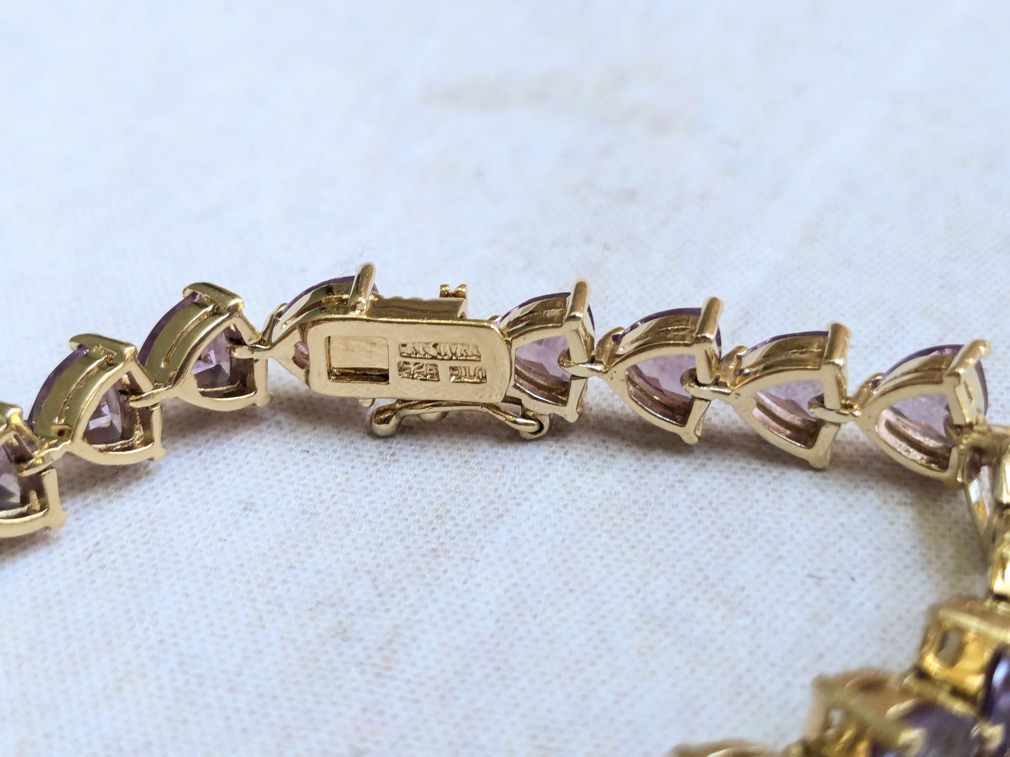 Sterling Silver Sterling Silver Tennis Bracelet Purple Alexandrite Gold 6.5" Size ONE SIZE - 10 Thumbnail