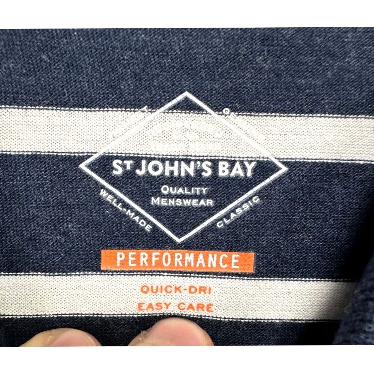 Vintage St Johns Bay Polo Shirt Mens Small Navy Striped Performance Quick Dry Rugby Size US S / EU 44-46 / 1 - 6 Thumbnail