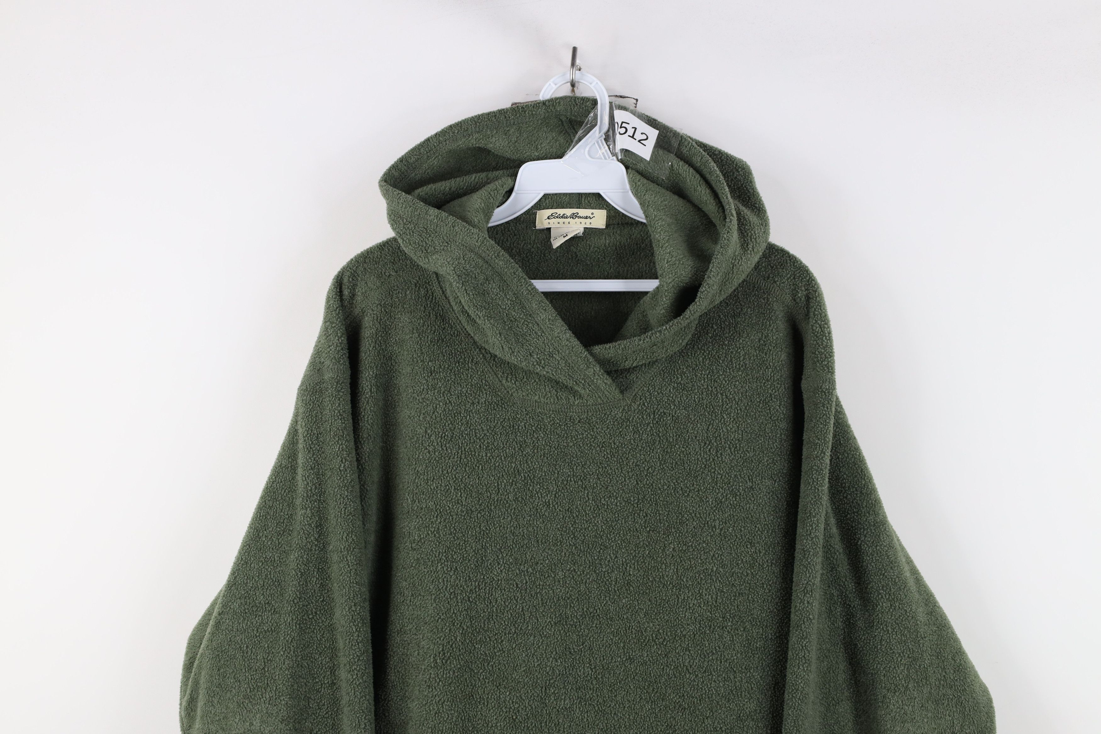 Eddie Bauer × Vintage Vintage 90s Eddie Bauer Blank Fleece Hoodie Sweatshirt Green Size US M / EU 48-50 / 2 - 2 Thumbnail
