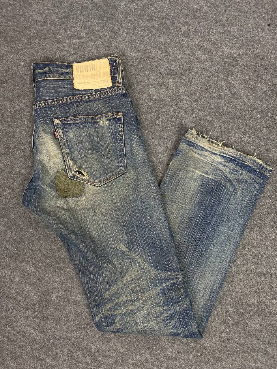 image of Distressed Denim x Edwin Exclusive Vintage Distressed Rework Denim Nice Design, Men's (Size 35)
