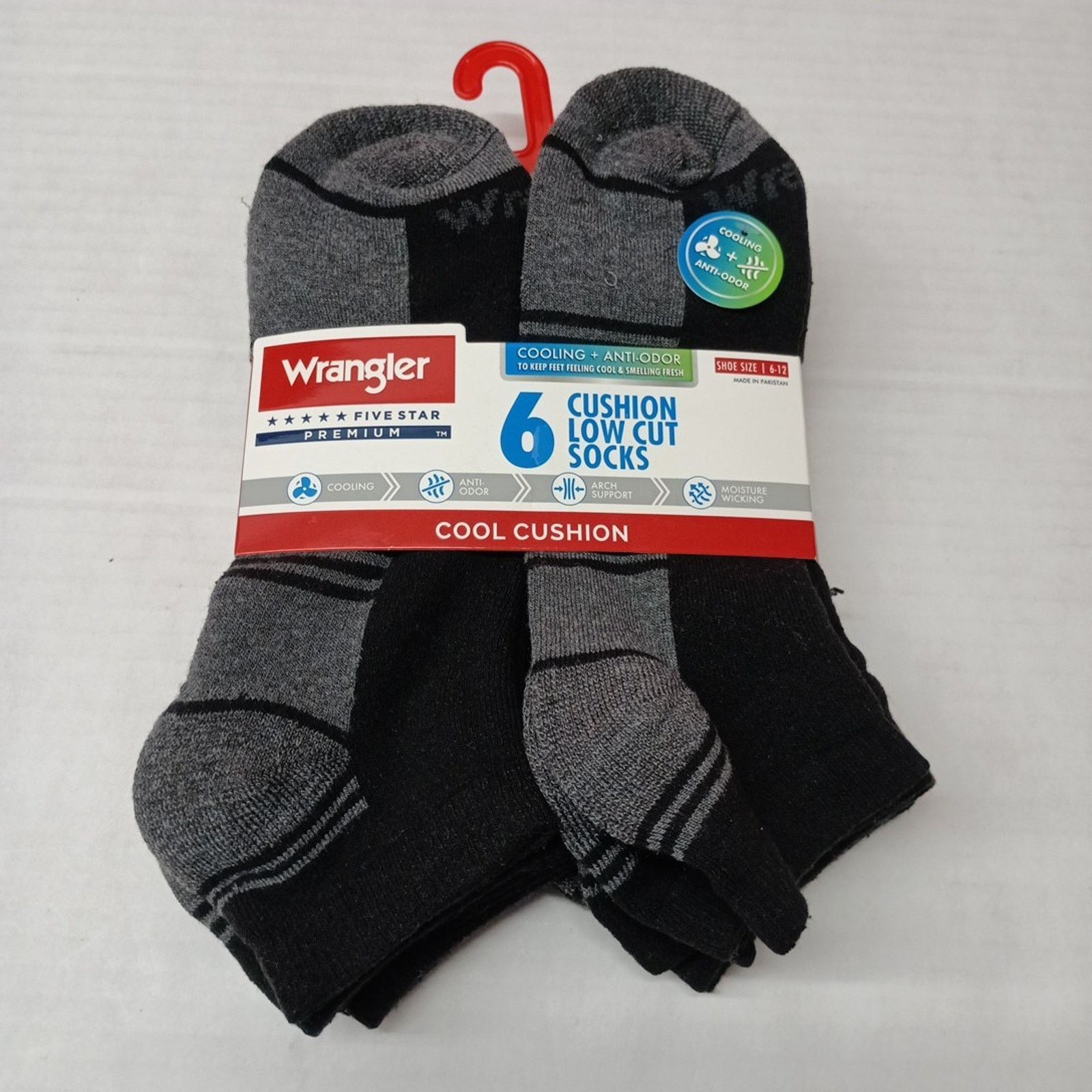 Wrangler Wrangler Cushion Low Cut Socks Cooling Anti Odor 6 Pack Blck Size ONE SIZE - 1 Thumbnail