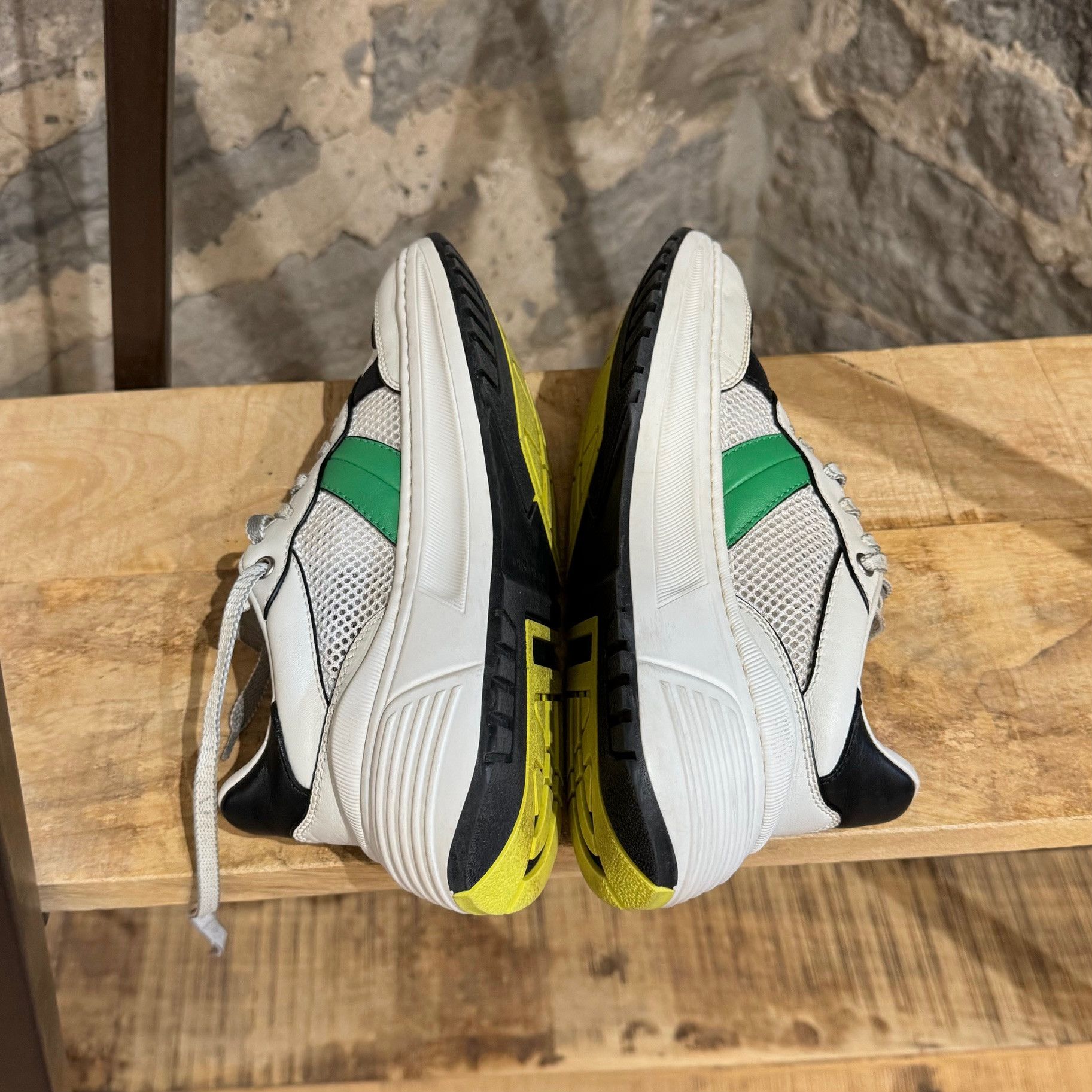 Bottega Veneta Bottega Veneta White Mesh Green Accent Logo Laces Sneakers Size US 7 / IT 37 - 9 Thumbnail