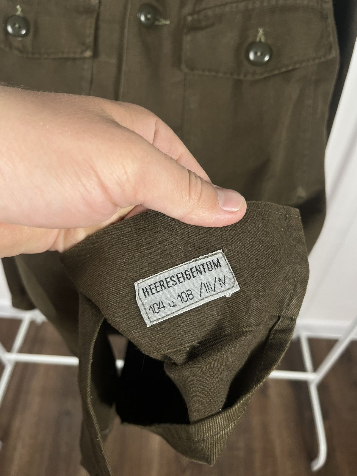 Other 1981 German Army Moleskin Field Shirt Olive Military Vintage Size US L / EU 52-54 / 3 - 6 Thumbnail