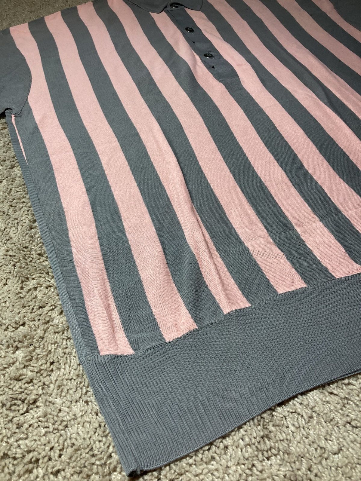 Claude Montana 90s Claude Montana Paris Knitwear Striped Pink Polo 80s Size US XL / EU 56 / 4 - 6 Thumbnail