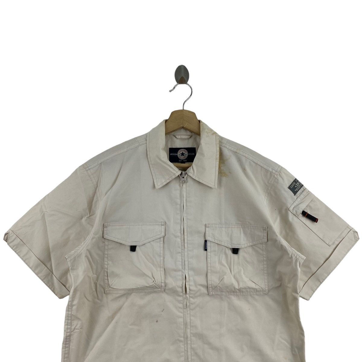 Converse CONVERSE ALL STAR Multi Pockets Cream Zipper Short Sleeve Size US S / EU 44-46 / 1 - 2 Thumbnail