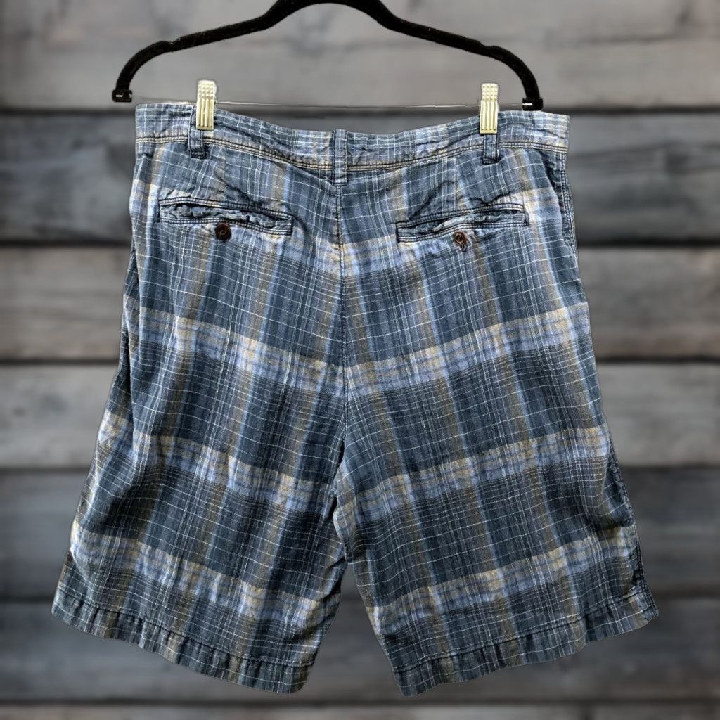 Tommy Bahama Tommy Bahama Silk Linen Shorts Mens 34 Blue Plaid 10'' Inseam Summer Beach Hawaii Casual Travel Size US 34 / EU 50 - 1 Thumbnail