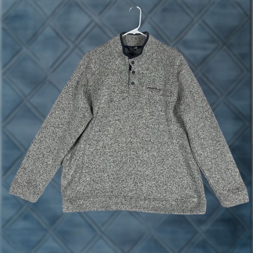 Eddie Bauer Eddie Bauer Fleece Sweater Mens XL Gray Mock Neck Pullover 1/4 Snap Button Casual Pullover Sweater Size US XL / EU 56 / 4 - 1 Thumbnail