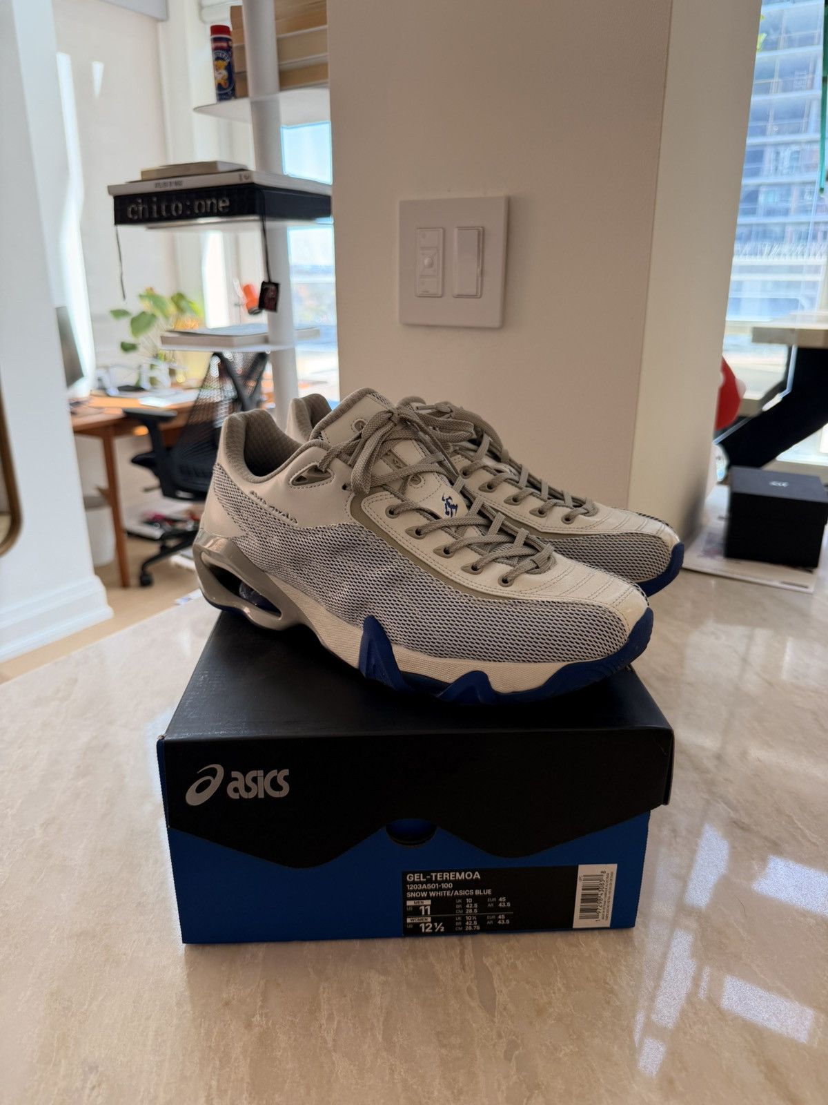Asics × Kiko Kostadinov ASICS NOVALIS GEL-TEREMOA White/Blue (11) Size US 11 / EU 44 - 1 Thumbnail