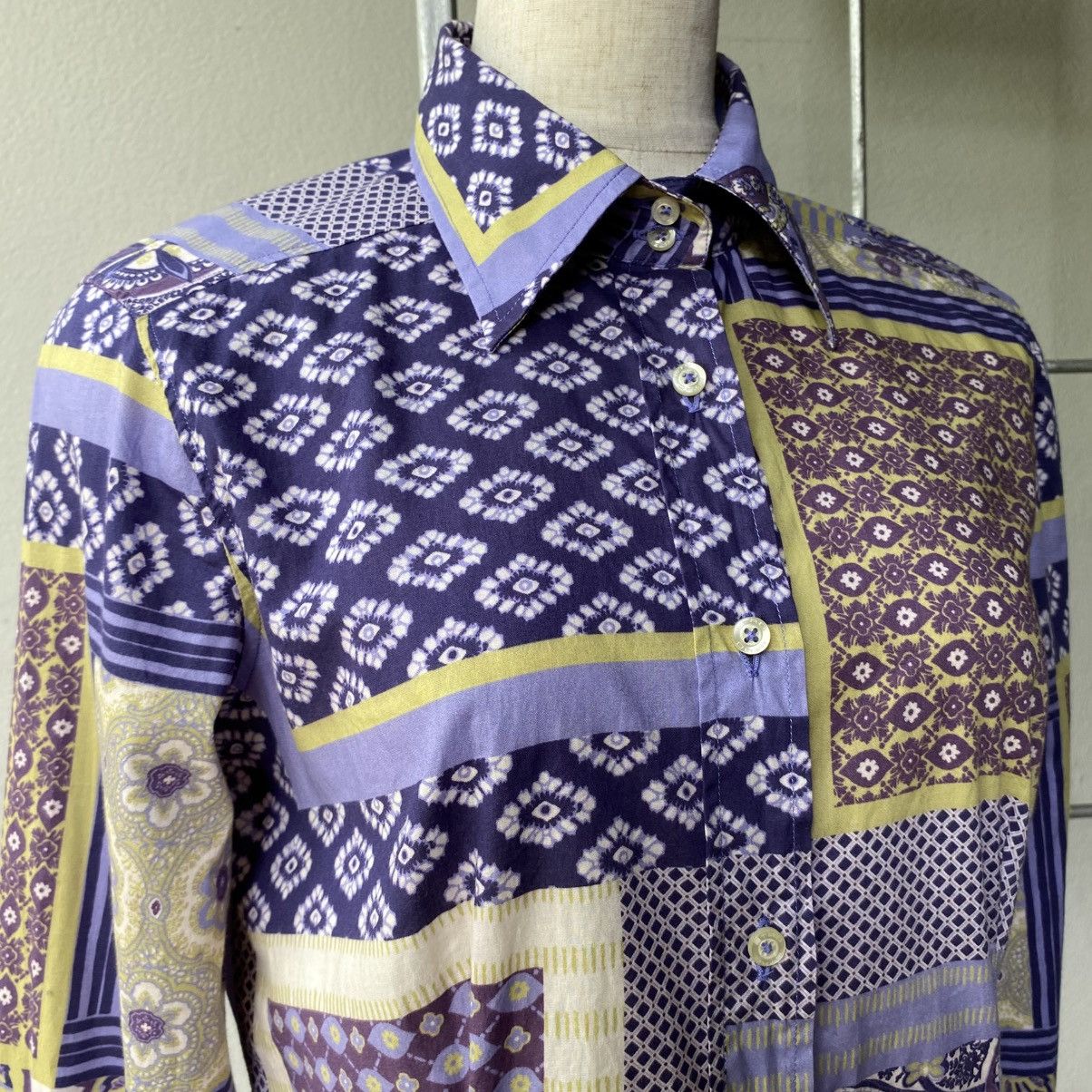 Etro Etro Purple Patchwork Print Long Sleeve Shirt Size XS / US 0-2 / IT 36-38 - 9 Thumbnail