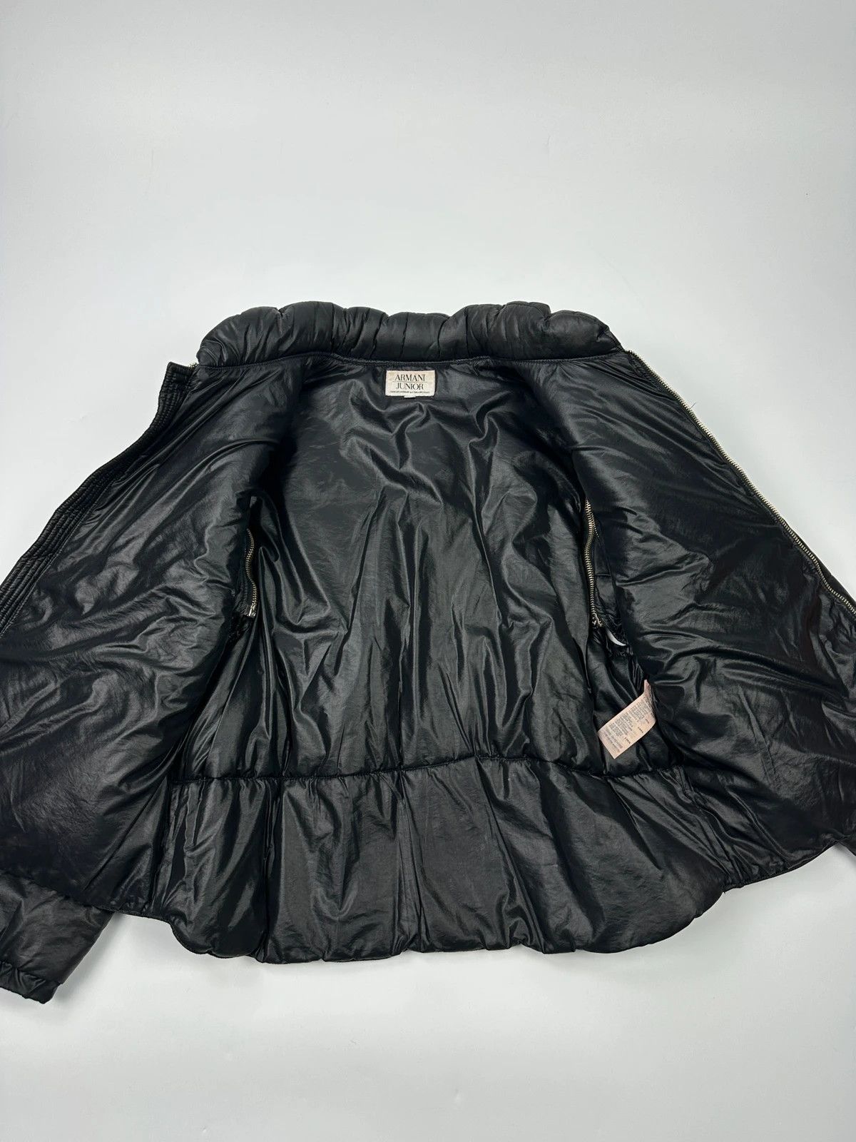 Armani Armani 90’s Black Leather & Nylon Puffer Bomber Jacket Size US M / EU 48-50 / 2 - 11 Thumbnail