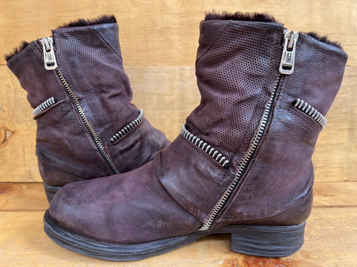 A.S.98 A.S.98 Ankle Leather boots Burgundy With Fur Inside Size US 7 / IT 37 - 7 Thumbnail
