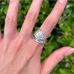 Jewelry Silver Starburst Crystal Ring, Adjustable Silver Band Size ONE SIZE - 4 Thumbnail