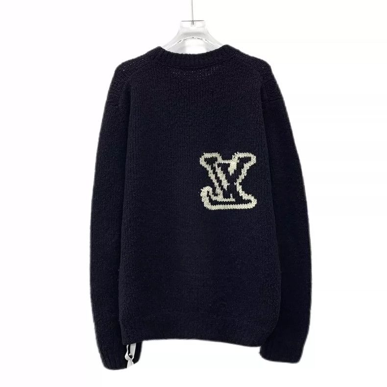 Louis Vuitton Louis Vuitton Black logo intarsia wool-cashmere crewneck s Size US M / EU 48-50 / 2 - 2 Thumbnail