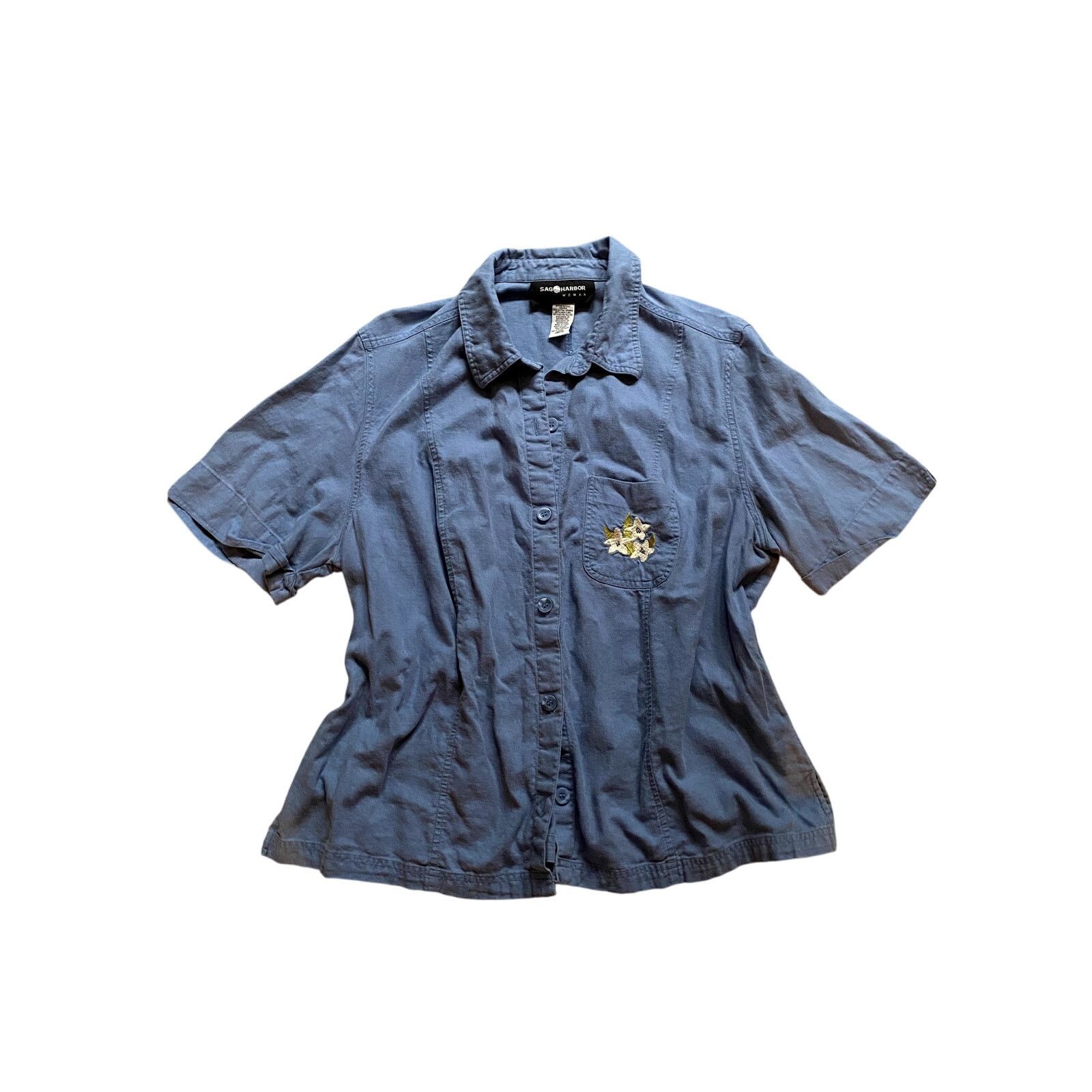 Vintage Vintage Embroidered Linen Denim Button Up Top 1X Floral Size XXL / US 16-18 / IT 52-54 - 1 Thumbnail