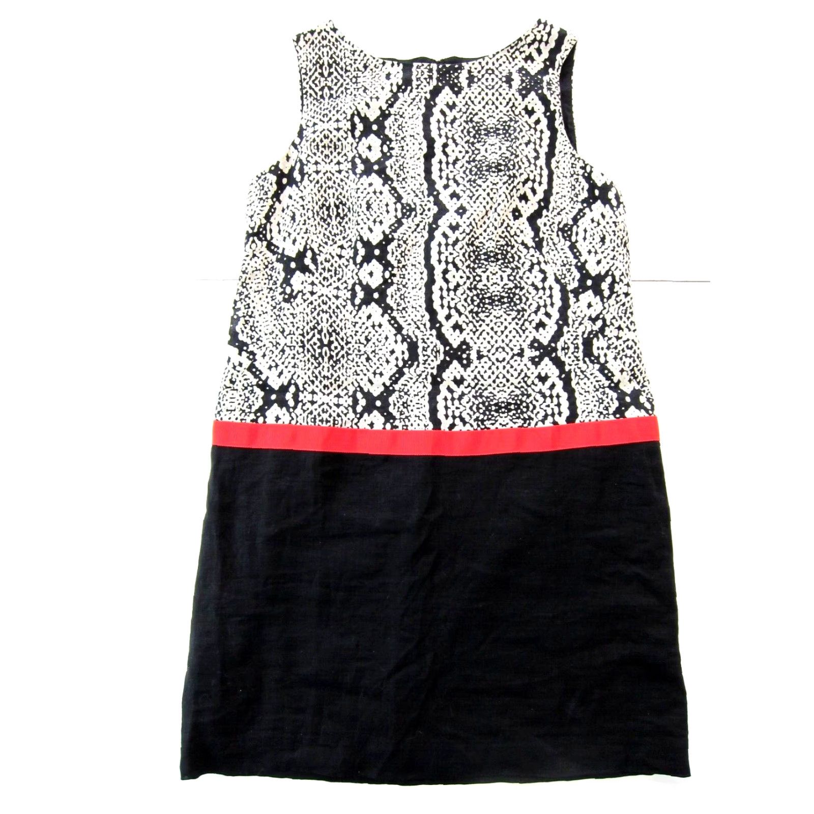 Ann Taylor Ann Taylor Loft Linen Black Ivory Pink Snake Print Tunic Shift Tank Dress 2P Size XS / US 0-2 / IT 36-38 - 2 Thumbnail