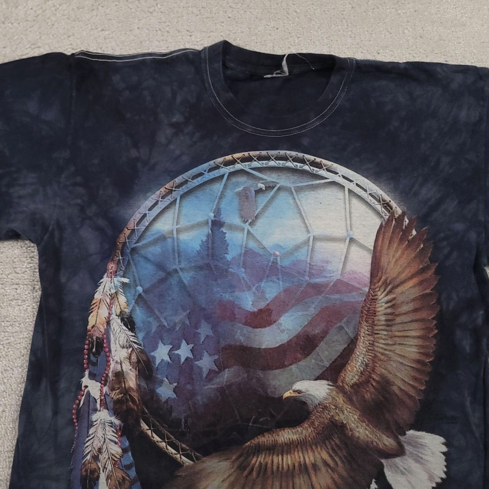 The Mountain VINTAGE The Mountain Shirt Mens Medium Tie Dye Bald Eagle Dreamcatcher USA Patriotic Shirt Size US L / EU 52-54 / 3 - 3 Thumbnail