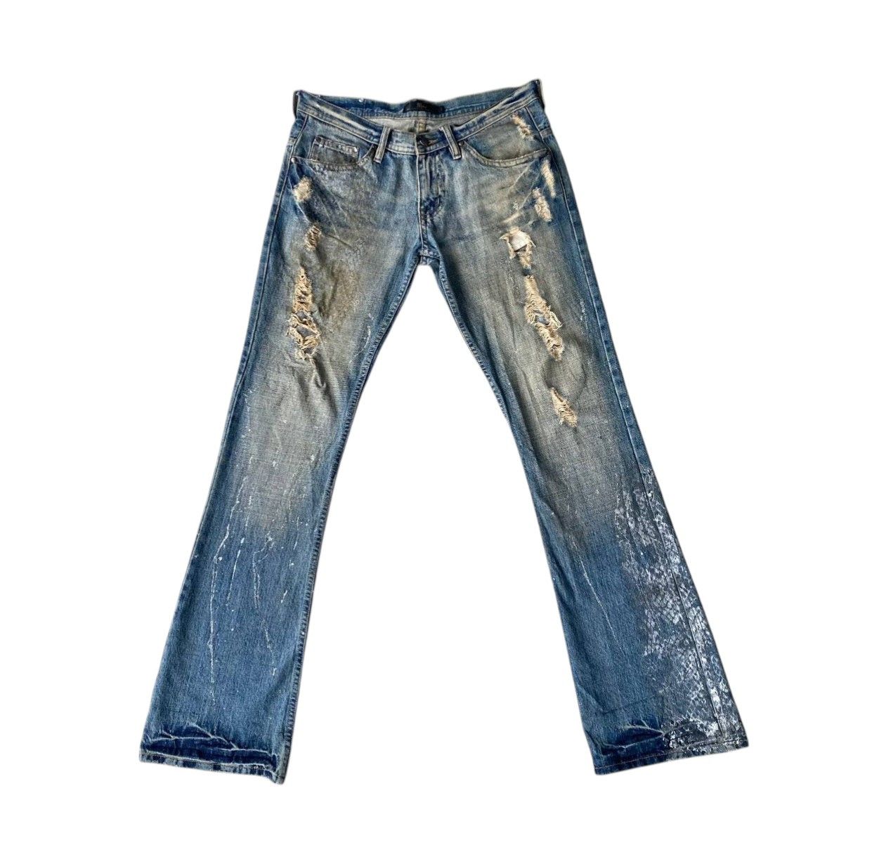 Japanese Brand FLARE Midas Japan "Gimmick" Distressed Grunge Cyber Punk Size US 29 - 3 Thumbnail
