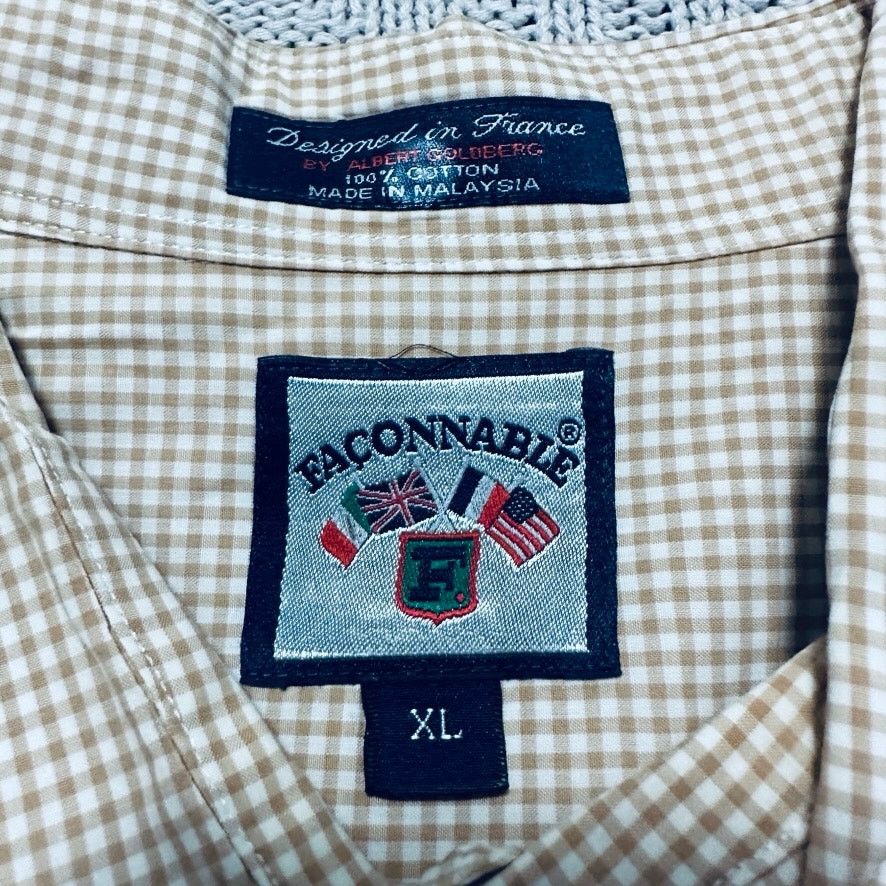 Faconnable Faconnable beige gingham plaid button down Size US XL / EU 56 / 4 - 5 Thumbnail