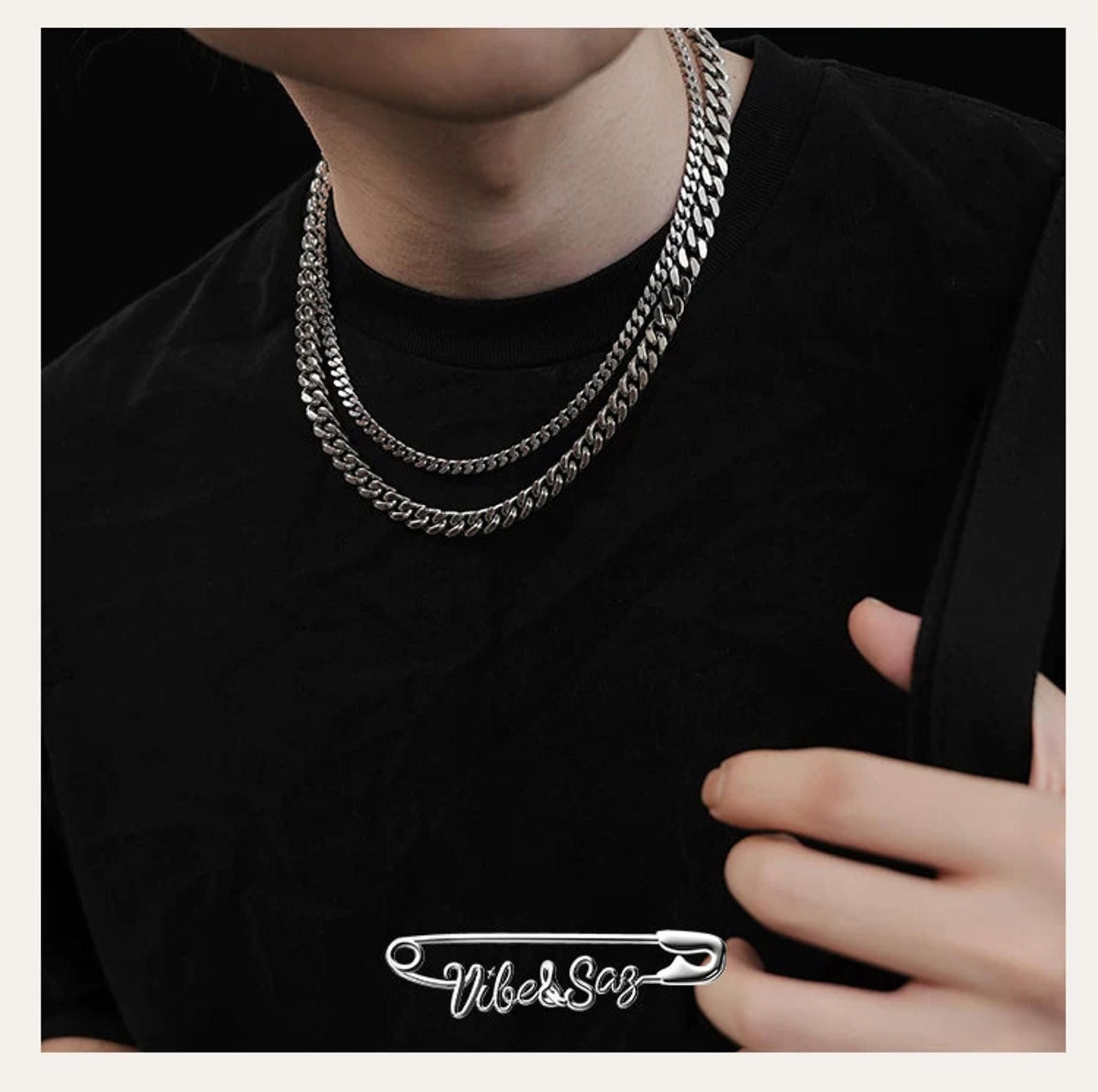 Jewelry Silver Cuban Chain Necklace | Metal Chain Size ONE SIZE - 5 Thumbnail