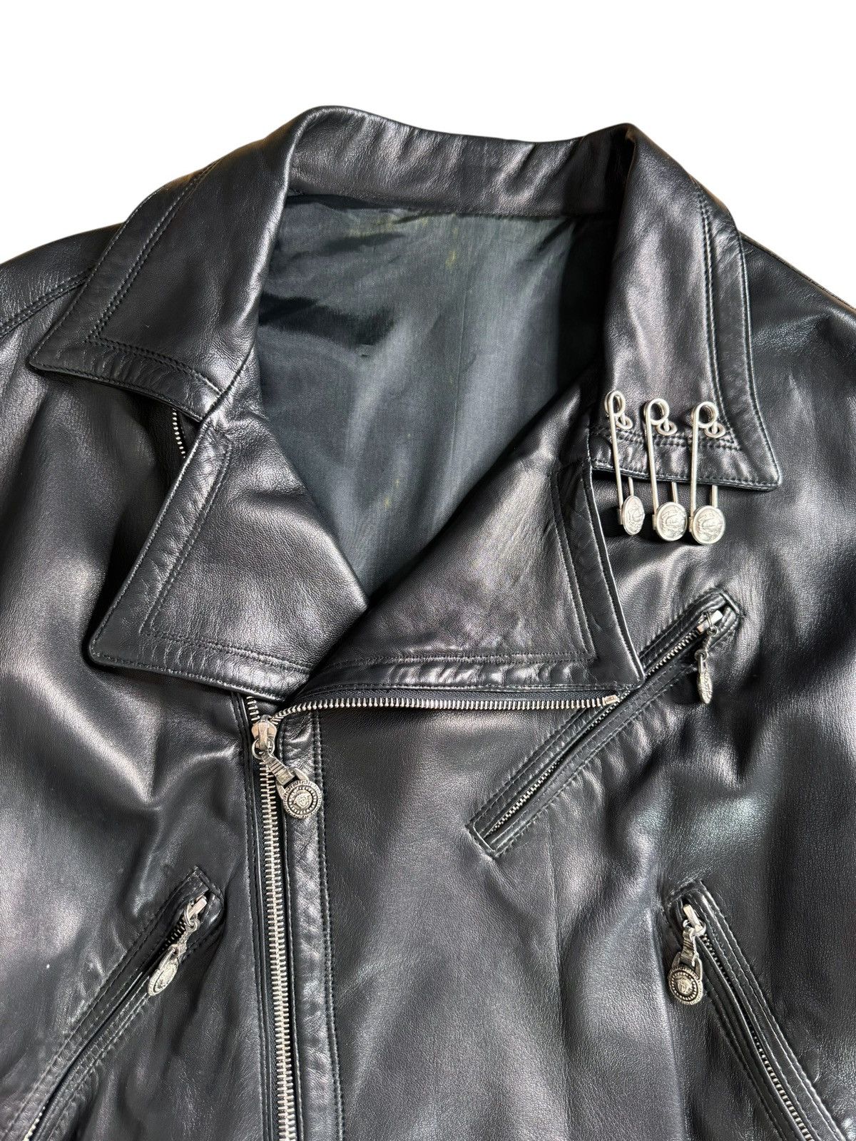 Versace Gianni Versace SS 94 leather Medusa safety pin biker jacket Size M / US 6-8 / IT 42-44 - 1 Thumbnail