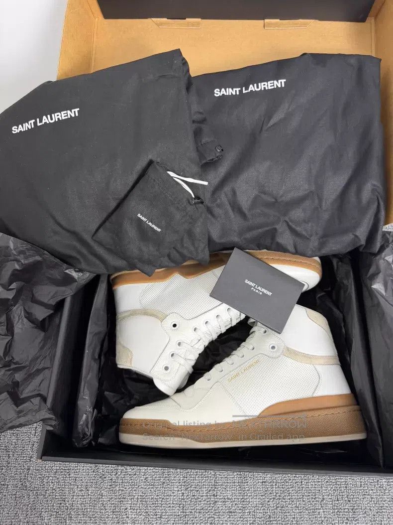 Saint Laurent Paris Saint Laurent Paris Rubber Sole White High Top Casual Shoe Size US 7.5 / EU 40-41 - 8 Thumbnail