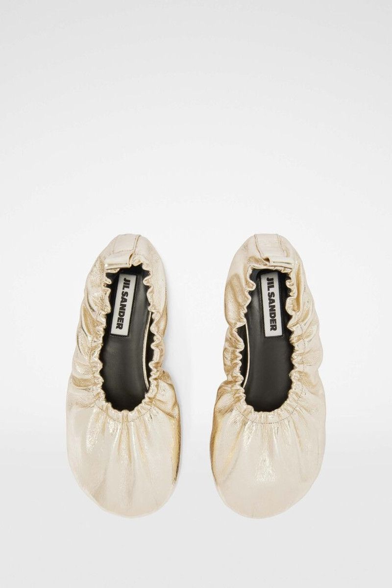 Jil Sander o1loc1c0426 Metallic Leather Ballerinas in Golden Size US 7 / IT 37 - 3 Thumbnail