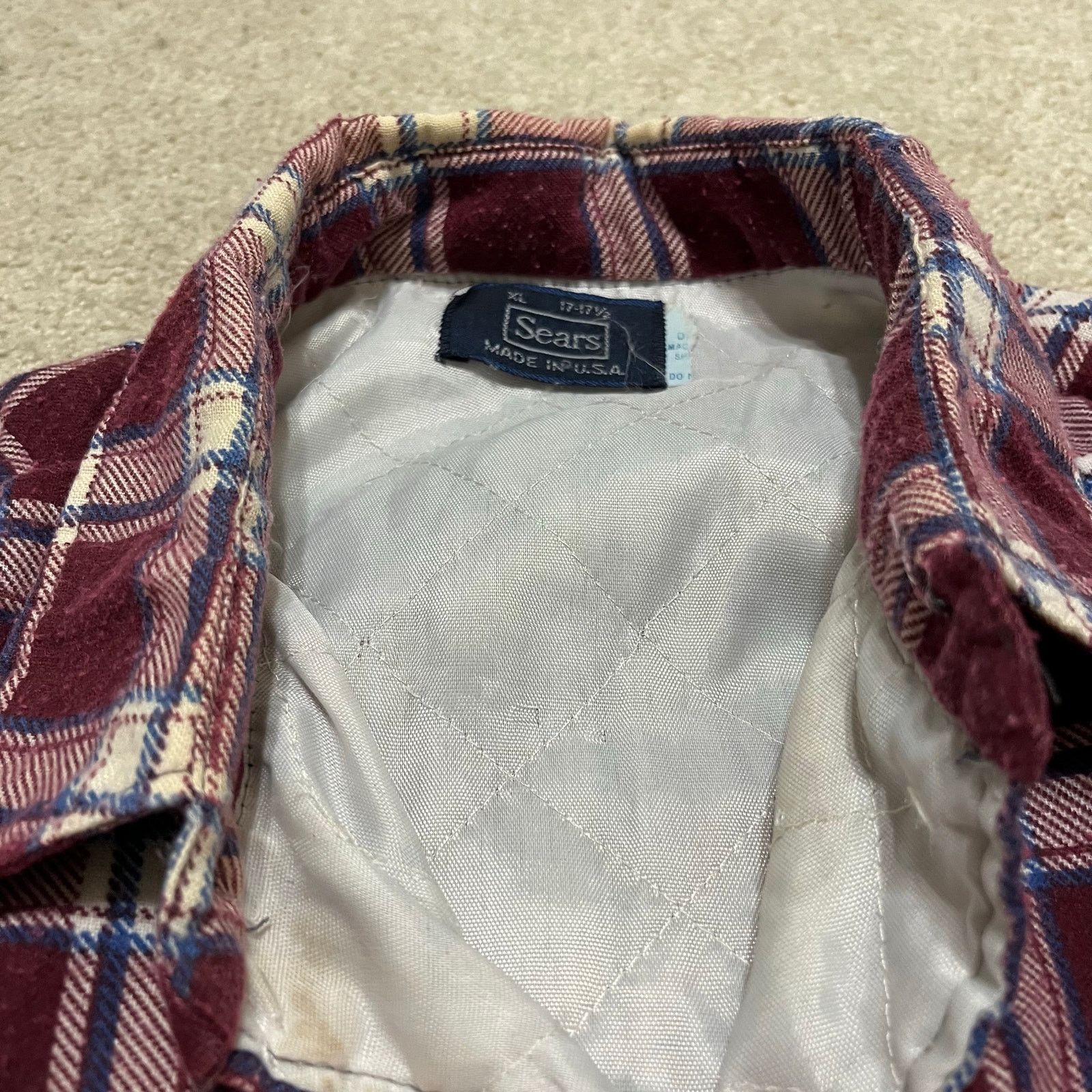 Sears Vintage 80s 90s Sears Lined Preppy Red Flannel Button Up XL Size US XL / EU 56 / 4 - 3 Thumbnail