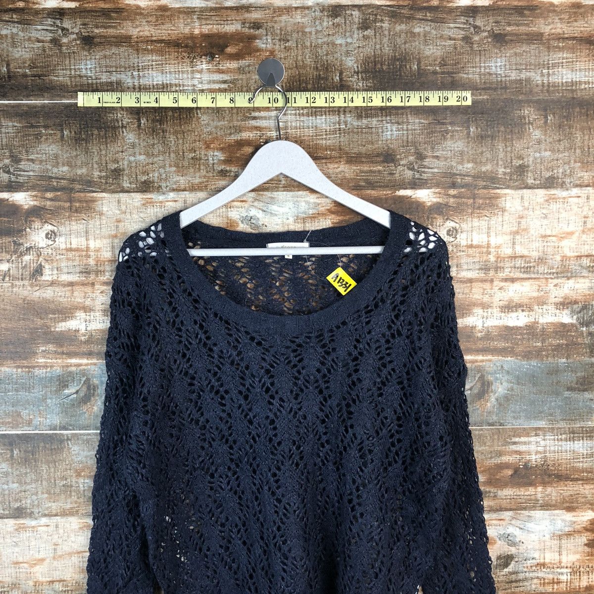Homespun Knitwear × Japanese Brand × Vintage Grove Dark Blue crochet meshnet vintage Knitwear #A1331 Size S / US 4 / IT 40 - 2 Thumbnail