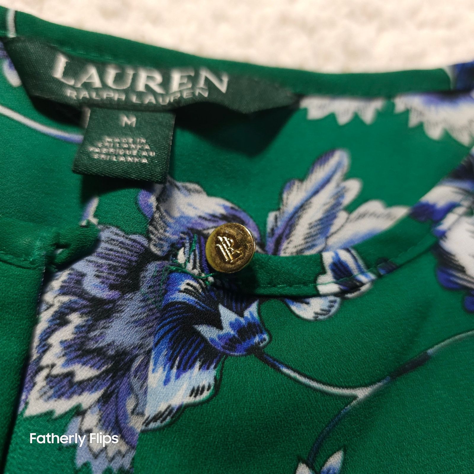 Ralph Lauren Lauren Ralph Lauren Green Blue Floral Ruffle Blouse M Size M / US 6-8 / IT 42-44 - 3 Thumbnail