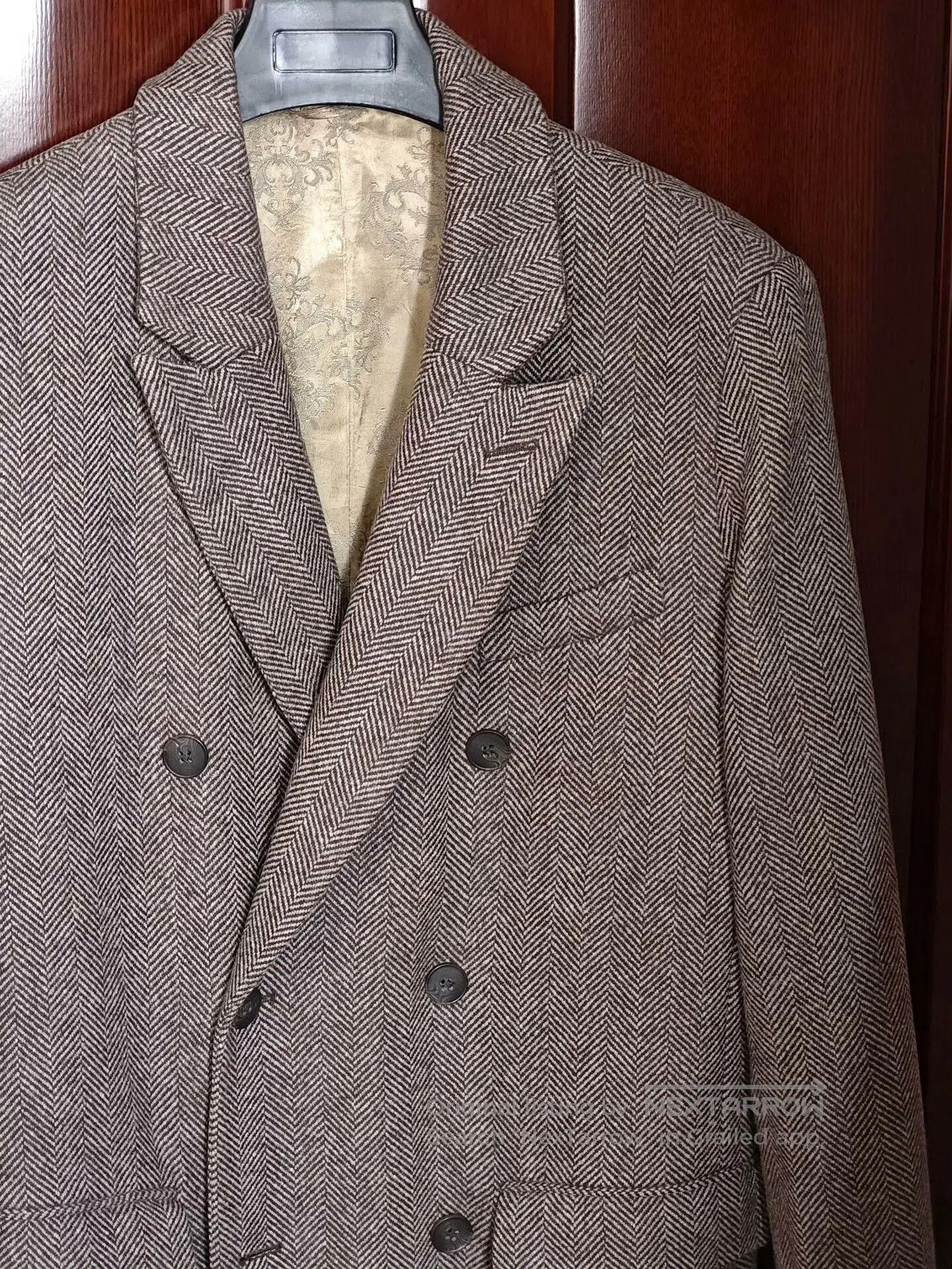 agnes b. Double-Breasted Herringbone Wool Coat. Size US M / EU 48-50 / 2 - 3 Thumbnail