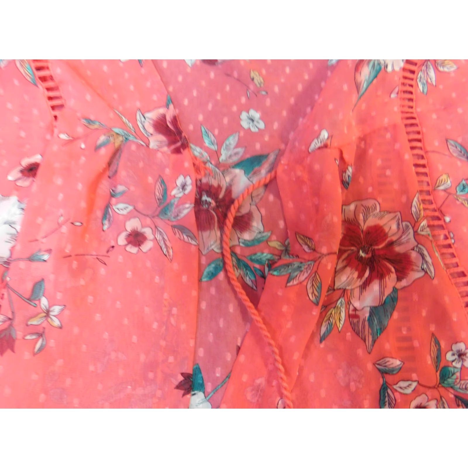 Vintage Time And Tru Blouse Womens M Pink Floral Short Sleeve Open Chest Round Neck Pullover Casual Polyester Rayon Pleated Modern Spring 90s? Size M / US 6-8 / IT 42-44 - 6 Thumbnail