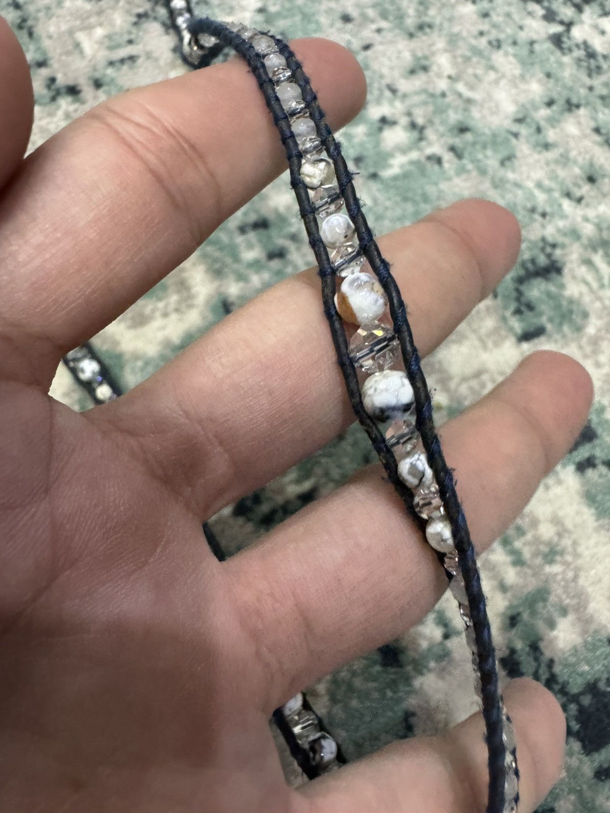 Chan Luu CHAN LUU CRYSTAL CLEAR BEADED LEATHER BRACELET .925 SILVER Size ONE SIZE - 3 Thumbnail